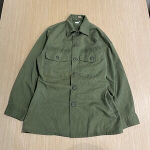 Vintage OG-107 Military Utility Shirt Men Olive Drab Cotton Sateen Army Jacket